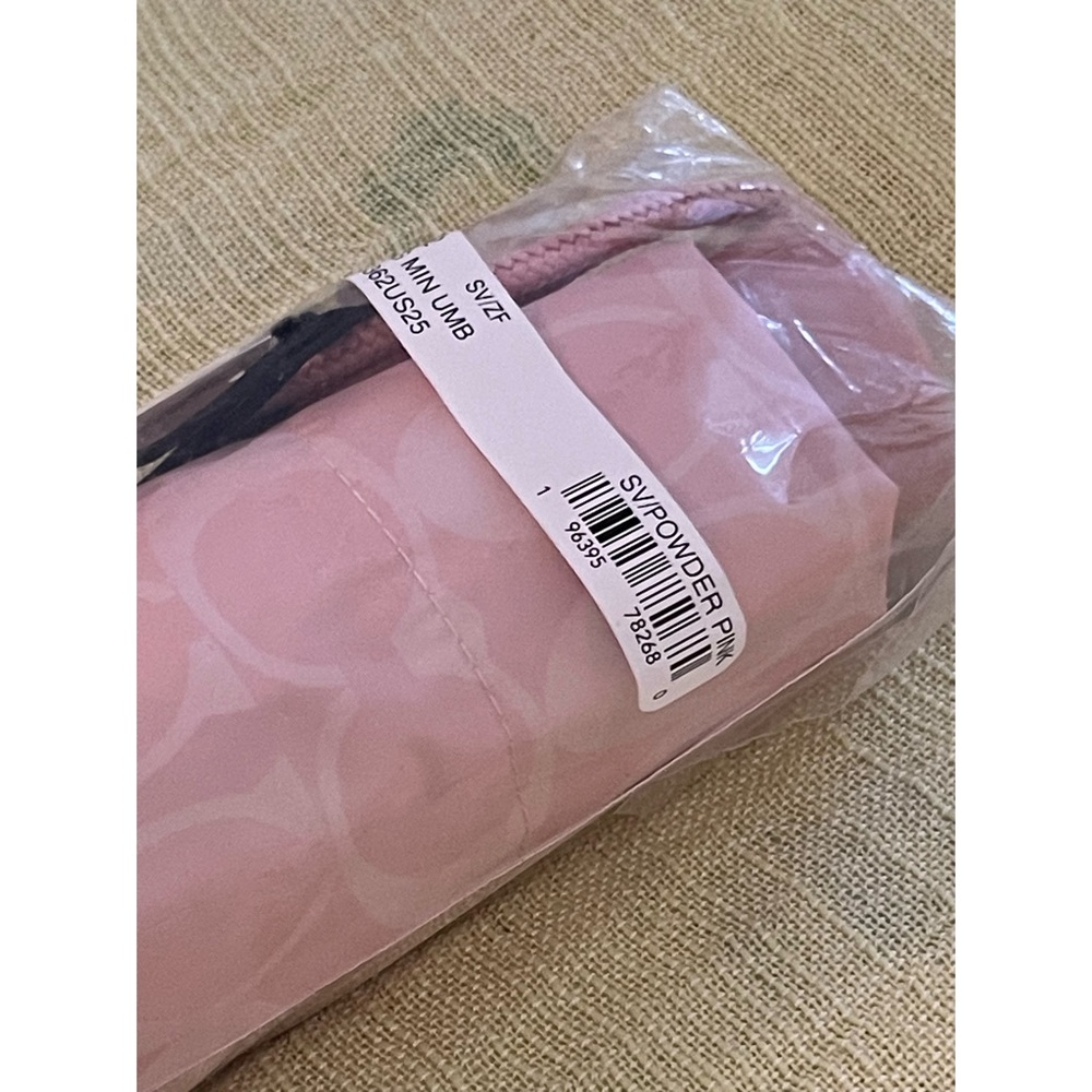Coach Uv Powder Pink Signature Mini Umbrella NWT